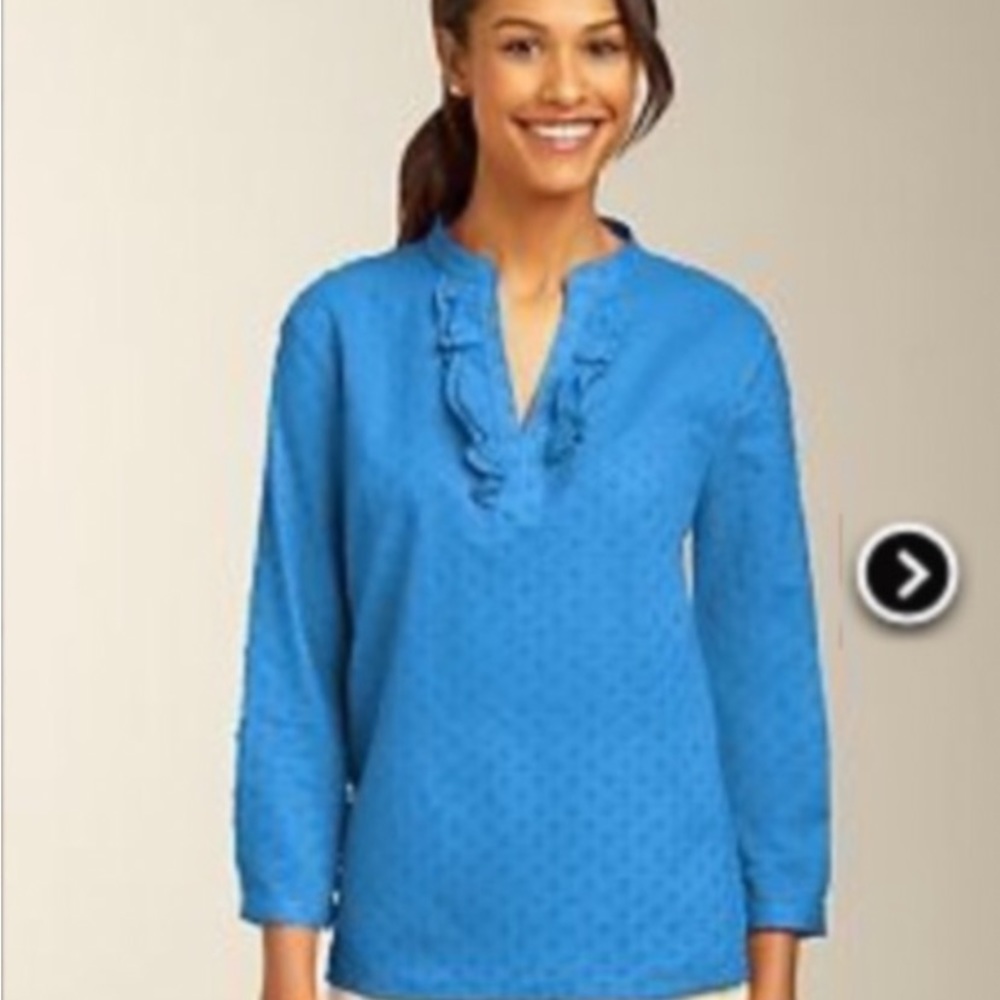 Talbots Clip Dot Ruffle Tunic S